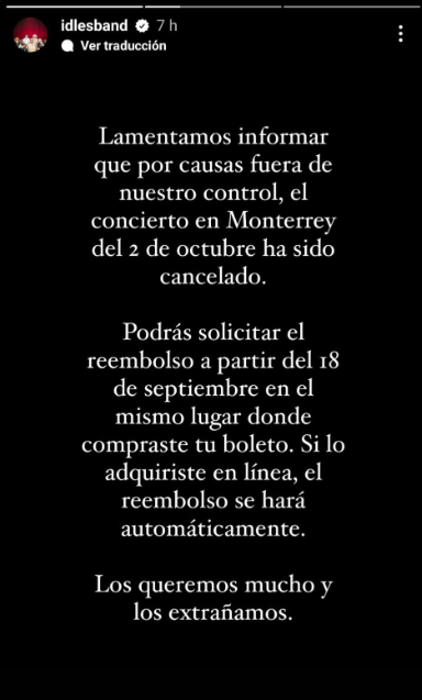 Cancelación Idles